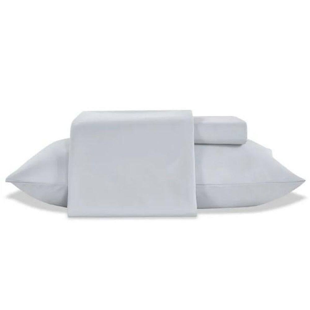 Jogo De Cama Queen 300 Fios Toque De Seda Cinza 4 Peças