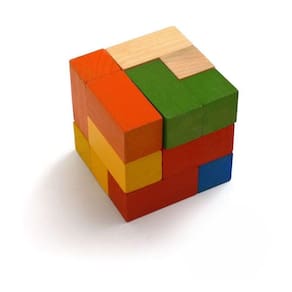 Cubo Mosaico de Madeira Jottplay 07 Peças 5,5x5,5 cm
