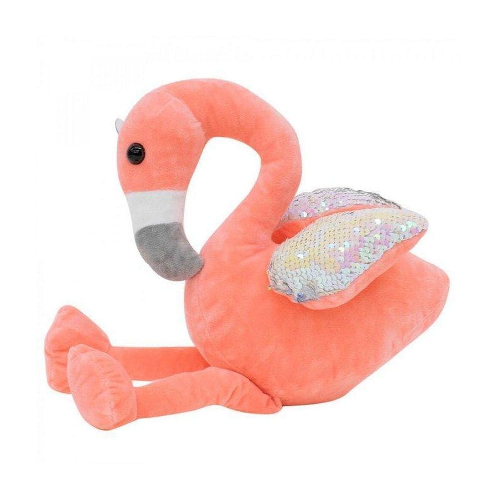 Pelúcia Flamingo Rosa Asas Lantejoulas 28Cm