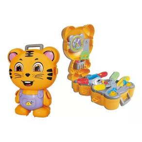 Brinquedo Maleta Ferramentas Vira Mochila Tigrinho Laranja