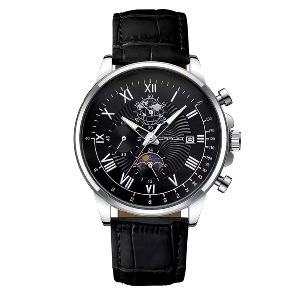 Relógio Clássico Masculino Sun Moon Quartzo Casual Impermeável 3atm