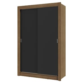 Guarda-Roupa Solteiro 2 Portas de Correr 4 Gavetas Rustic/Preto Vivare Plus Madesa