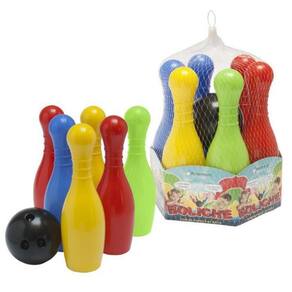 Boliche Grande Com De 6 Pinos E 1 Bola Plástico Altura 30Cm