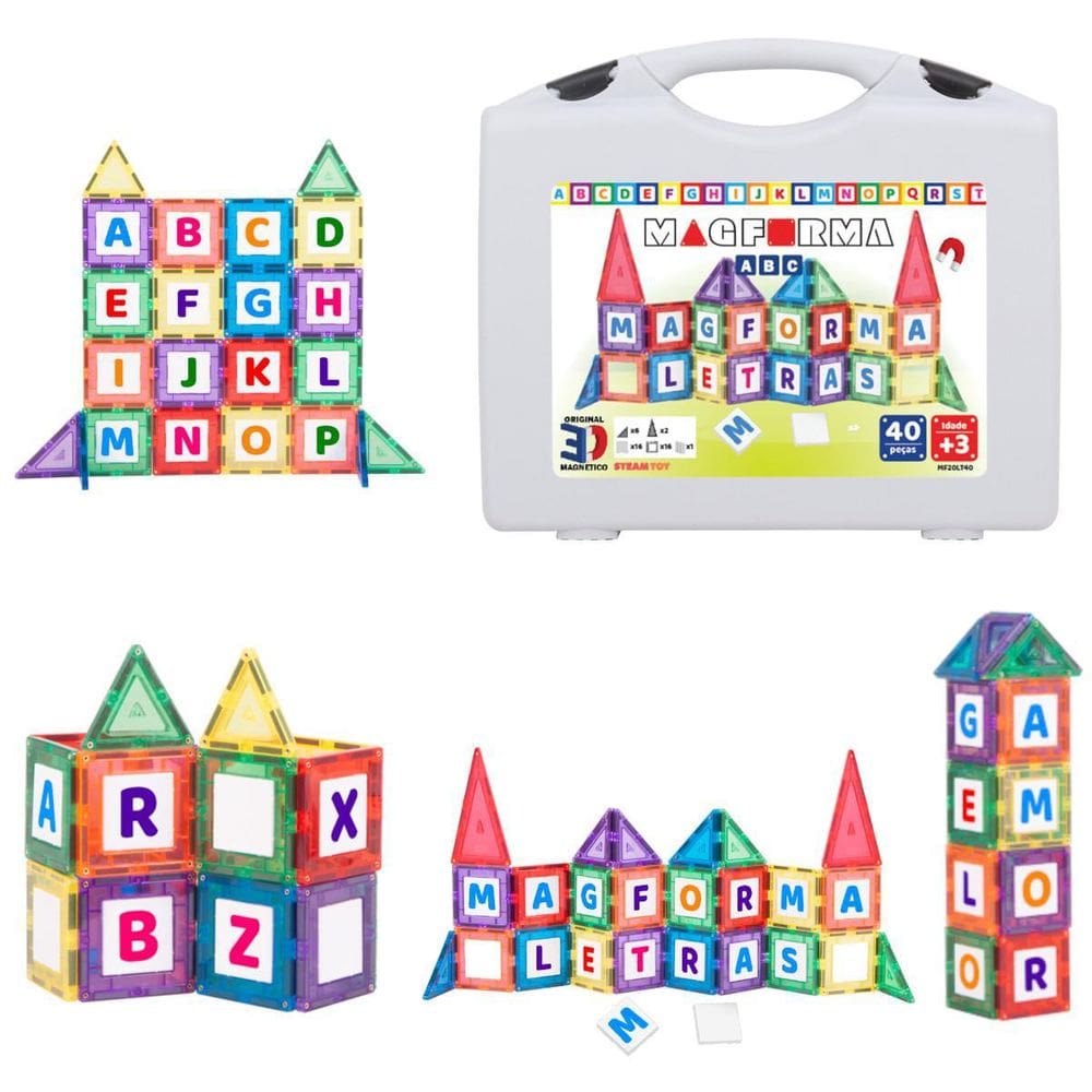 Blocos Magnéticos Magforma 40 + Letras | Adesivos