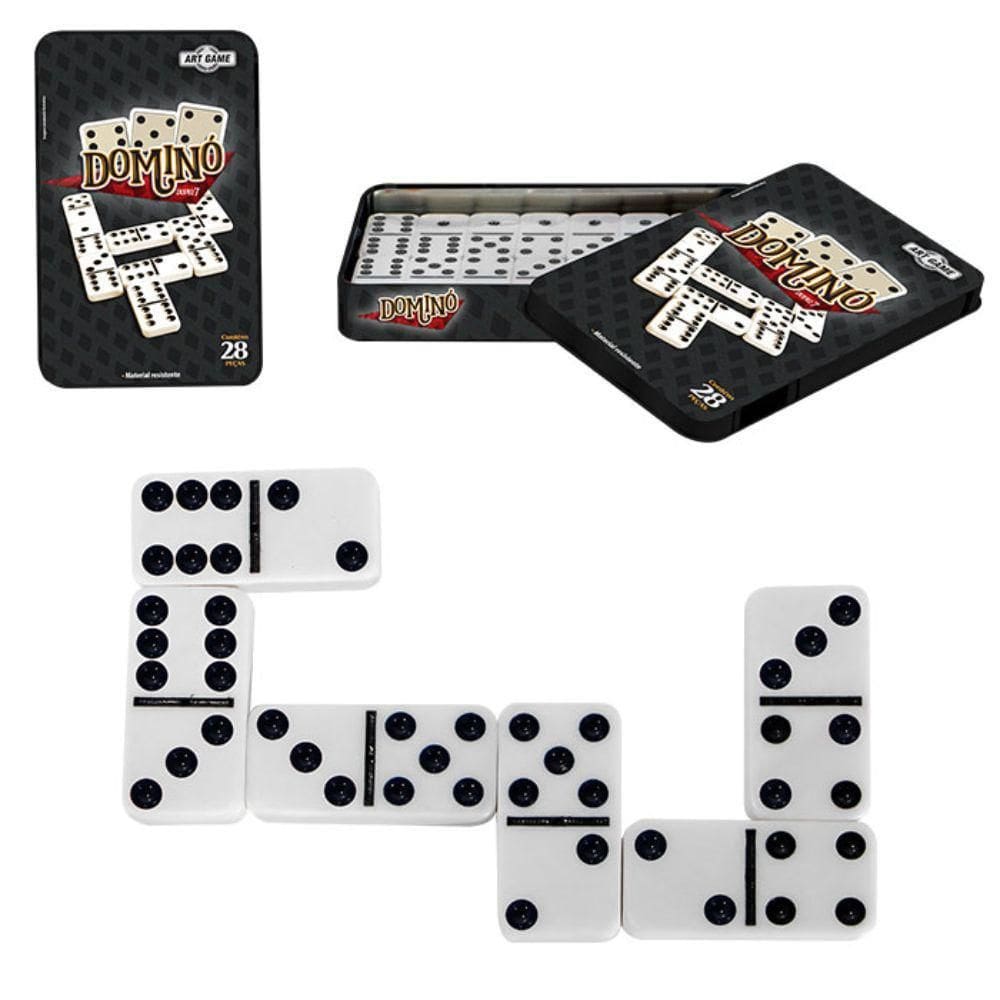 Dominó Duplo 7 na Lata - Art Game, Plástico, 28 Peças