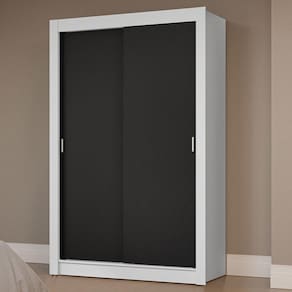 Guarda-Roupa Solteiro 2 Portas de Correr Branco/Preto Milano Madesa