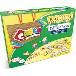 Domino Figuras/Frutas Em Madeira 28Pc