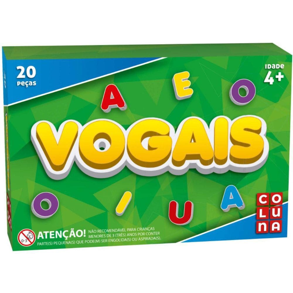 Brinquedo Pedagógico Vogais 20 Peças Coluna