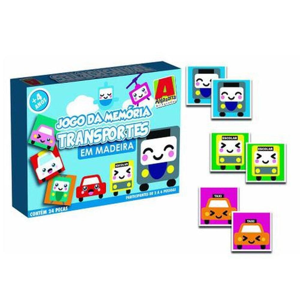Jogo Memória Madeira Transportes 5002 - 24 Peças