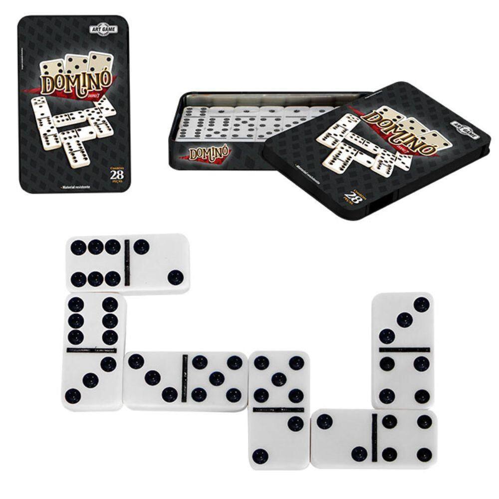 Dominó Duplo 7 na Lata - Art Game, Plástico, 28 Peças