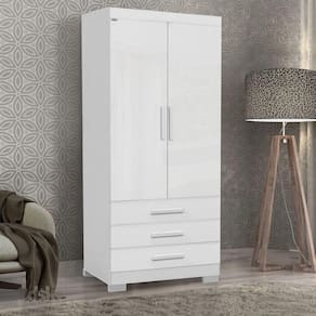 Guarda Roupa Solteiro 60cm 2 Portas E 3 Gavetas Floripa Branco Rud Rack