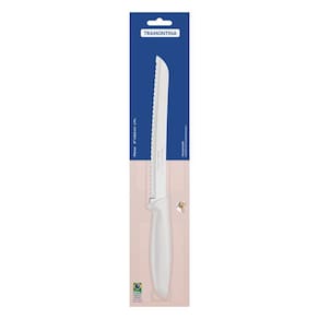 Faca Para Pão Tramontina Plenus Com Lamina Em Aço Inox E Cabo De Polipropileno Off White 8"