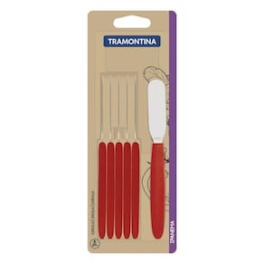 Conjunto De Espatulas Tramontina Ipanema laminas Aço Inox E Cabos Vermelho 6 Peças
