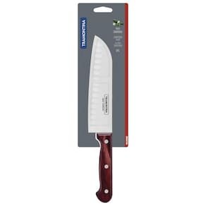 Faca Santoku Tramontina Com Lâmina Em Aço Inox Polywood Vermelho 7 Polegada