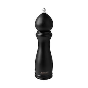 Moedor De Pimenta E Sal Tramontina Churrasco Black Em Ceramica Com Recipiente De Madeira 8 Polegada