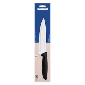 Faca Chef Tramontina Plenus Com Lamina Em Aço Inox E Cabo De Polipropileno Preto 7"