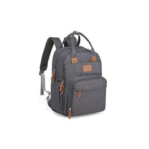 Bolsa Mochila Maternidade Donna Laço Bebê LB Kyara Cinza Escuro
