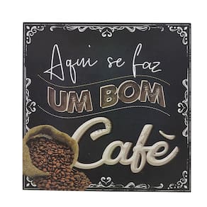 Quadro Decorativo Em Madeira Frases Café Modelo 2 24X24Cm