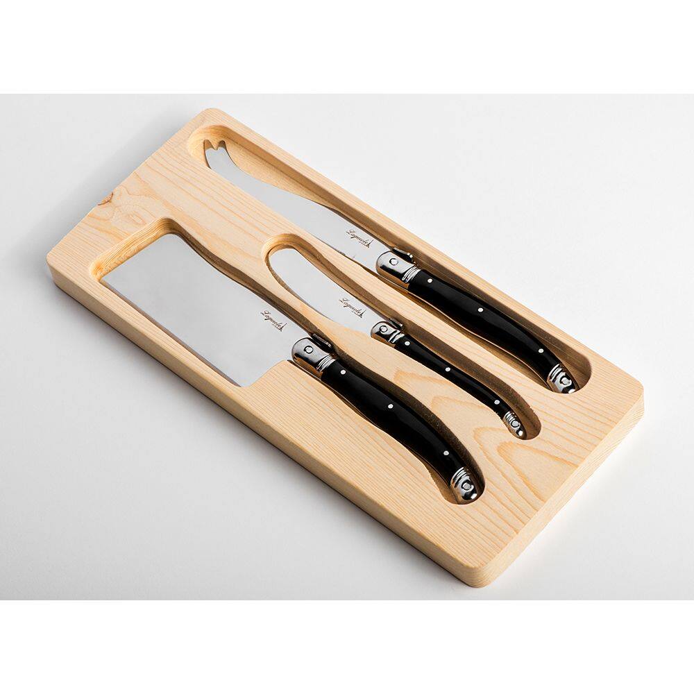 Conjunto de 3 facas queijo Laguiole La Tour Luxo - preto