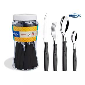 Faqueiro Brinox Itaparica Preto com 24 Peças em Aço Inox