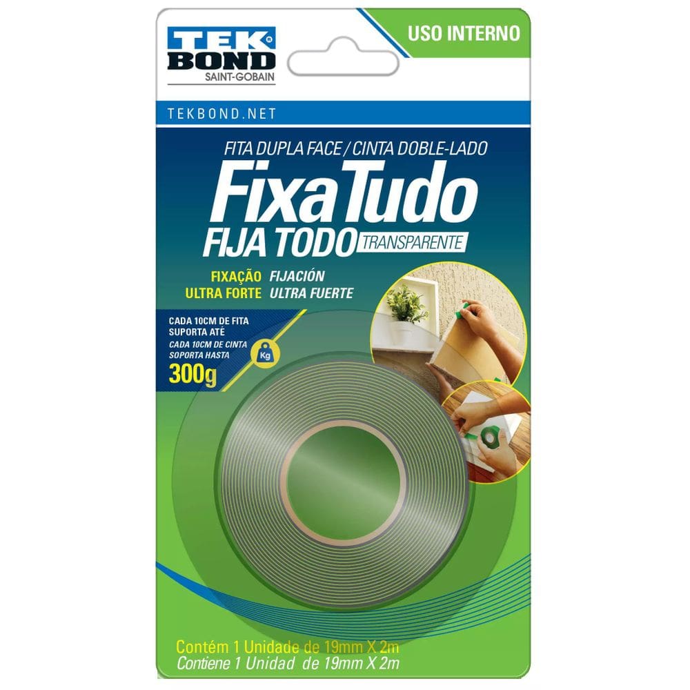 Fita Dupla Face Fixa Tudo Acrílico 19Mmx2M