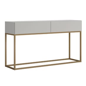 Aparador Eros Estilo Industrial 2G Pés Ferro OfWhite/Dourado