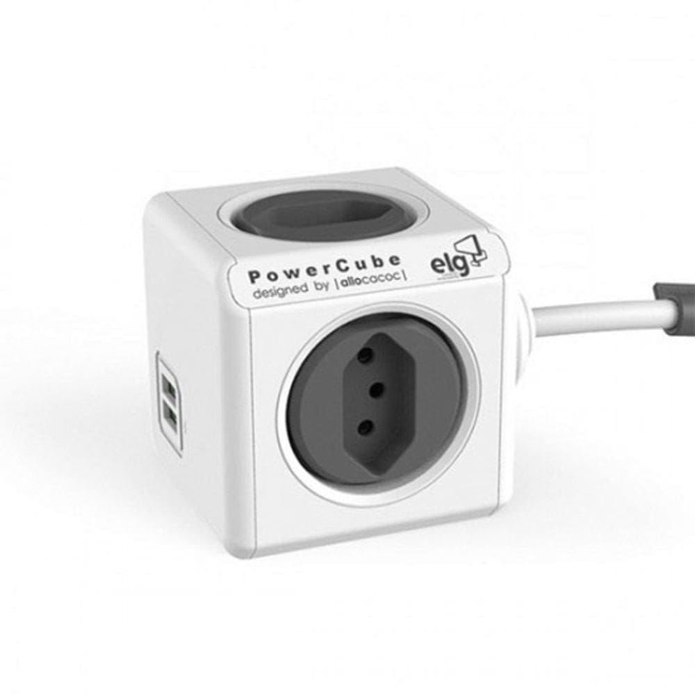 Adaptador Múltiplo de Tomadas Preto ELG - 4 Tomadas Bivolt