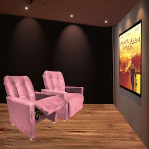 kit Duas Poltronas Reclinavel Pra Sala de Cinema Premium Rosa