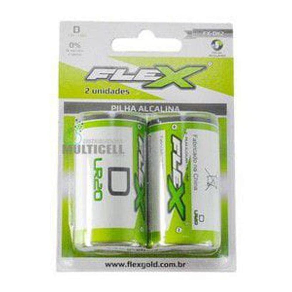 Pilha Alcalina D Grande Lr20 Cartela 2Un 1.5V Fx-Dk2 Flex