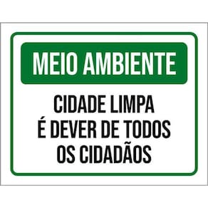 Kit 5 Placa Meio Ambiente Cidalimpa É Dever Todos36X46