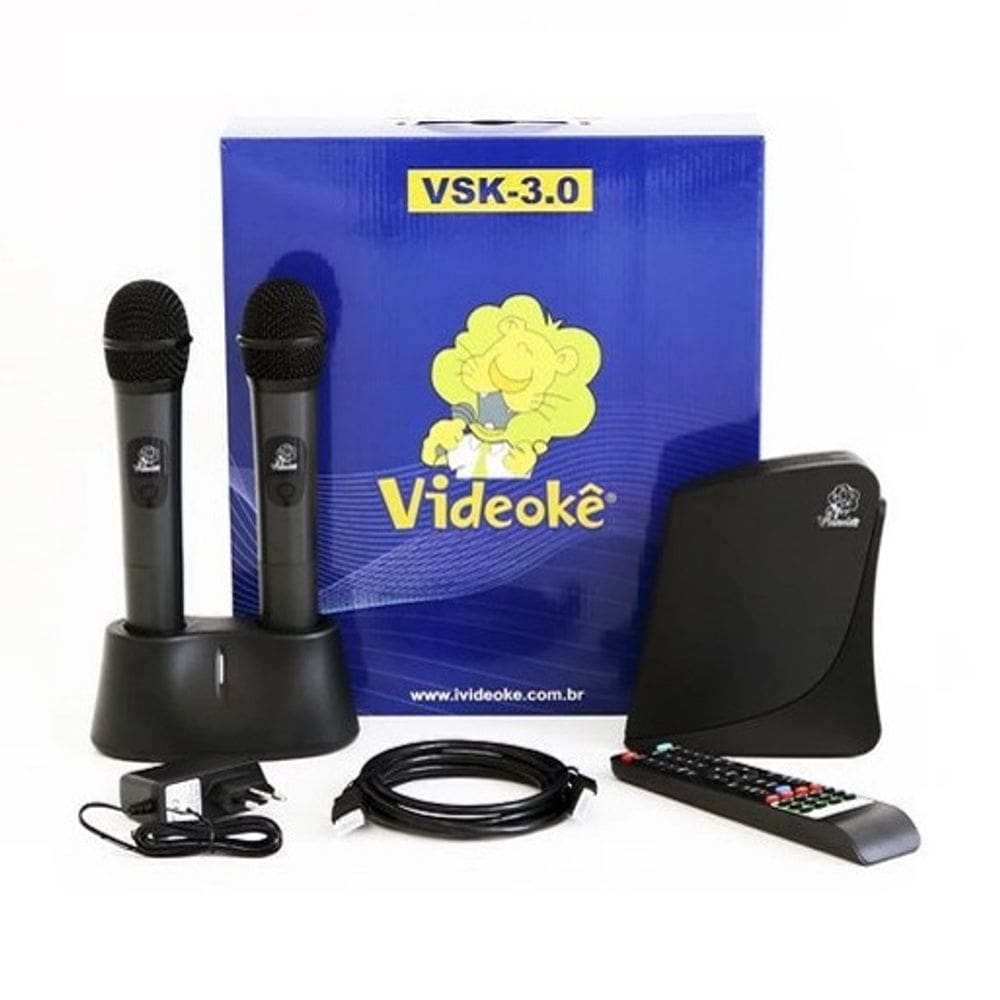 Karaokê Videokê Vsk 3.0 Com 11.999 Músicas + 2 Microfones Sem Fio - 11999