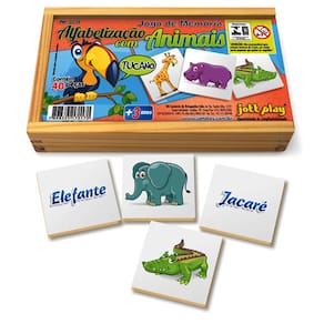 Jogo de Memória Animais 40 Peças Brinquedos Educativos