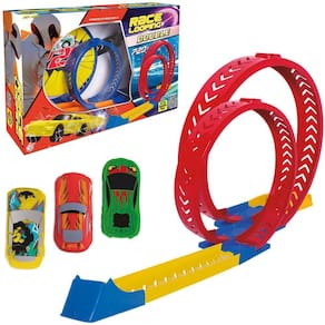 Carro Com Lancador + Pista Race Com 2 Looping Double 720º E Acessorios Na Caixa