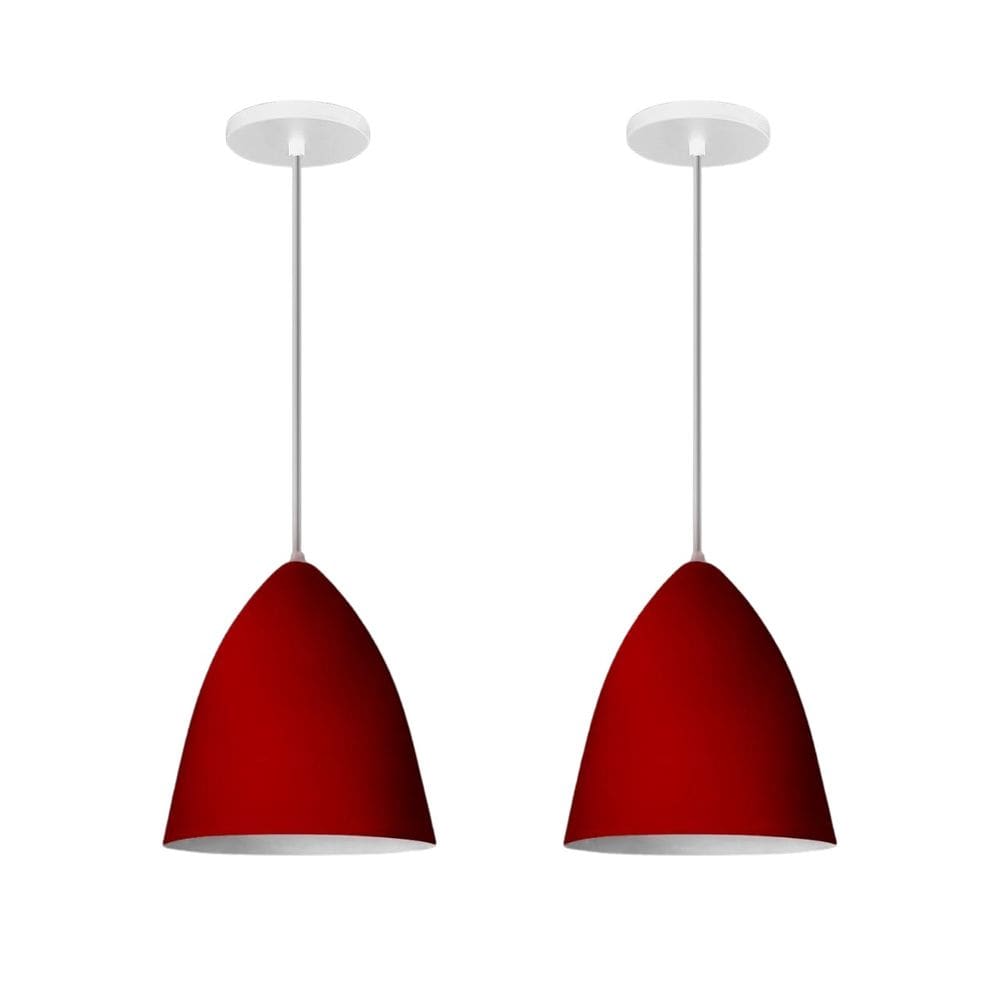 Kit 2 Lustres Pendentes Vegas Vermelho Com Branco