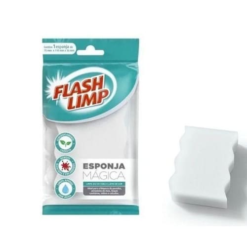 imagem-Esponja Mágica Ecológica Flashlimp Limpa Paredes Limpa Tudo