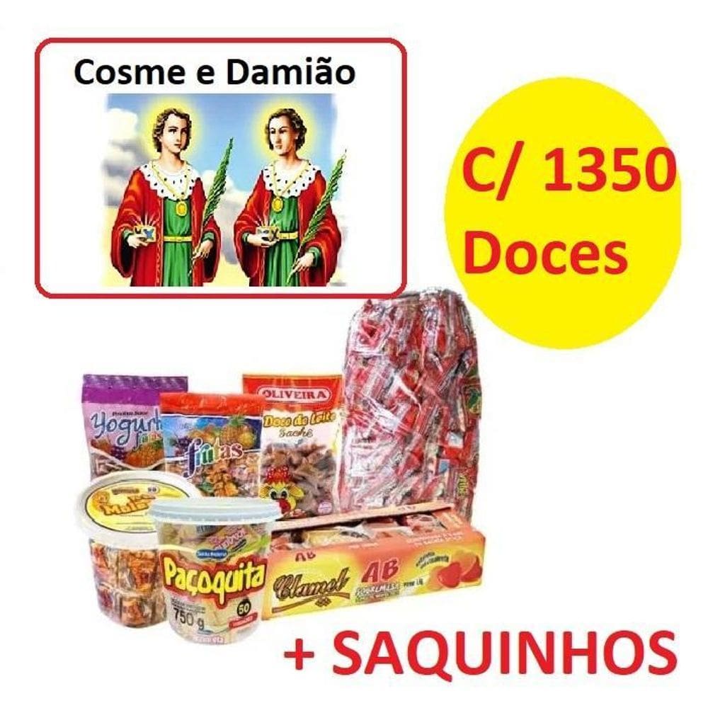 Kit Com 1350 Doces Cosme E Damião + Sacos Para 150 Pessoas