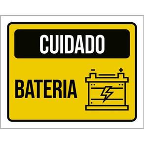 Kit 5 Placas Cuidado Bateria Amarela Ícone 36X46