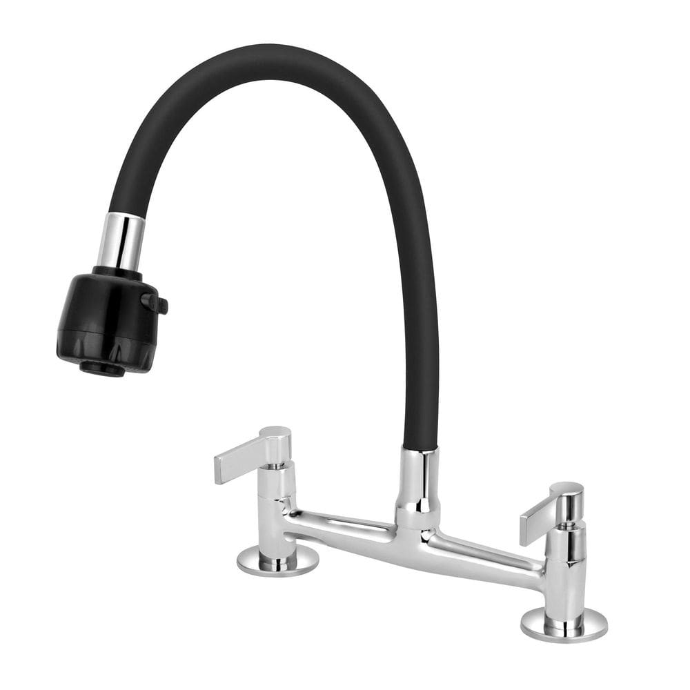 Torneira Misturador Flexível Duplo Jato Preto Cozinha Mesa