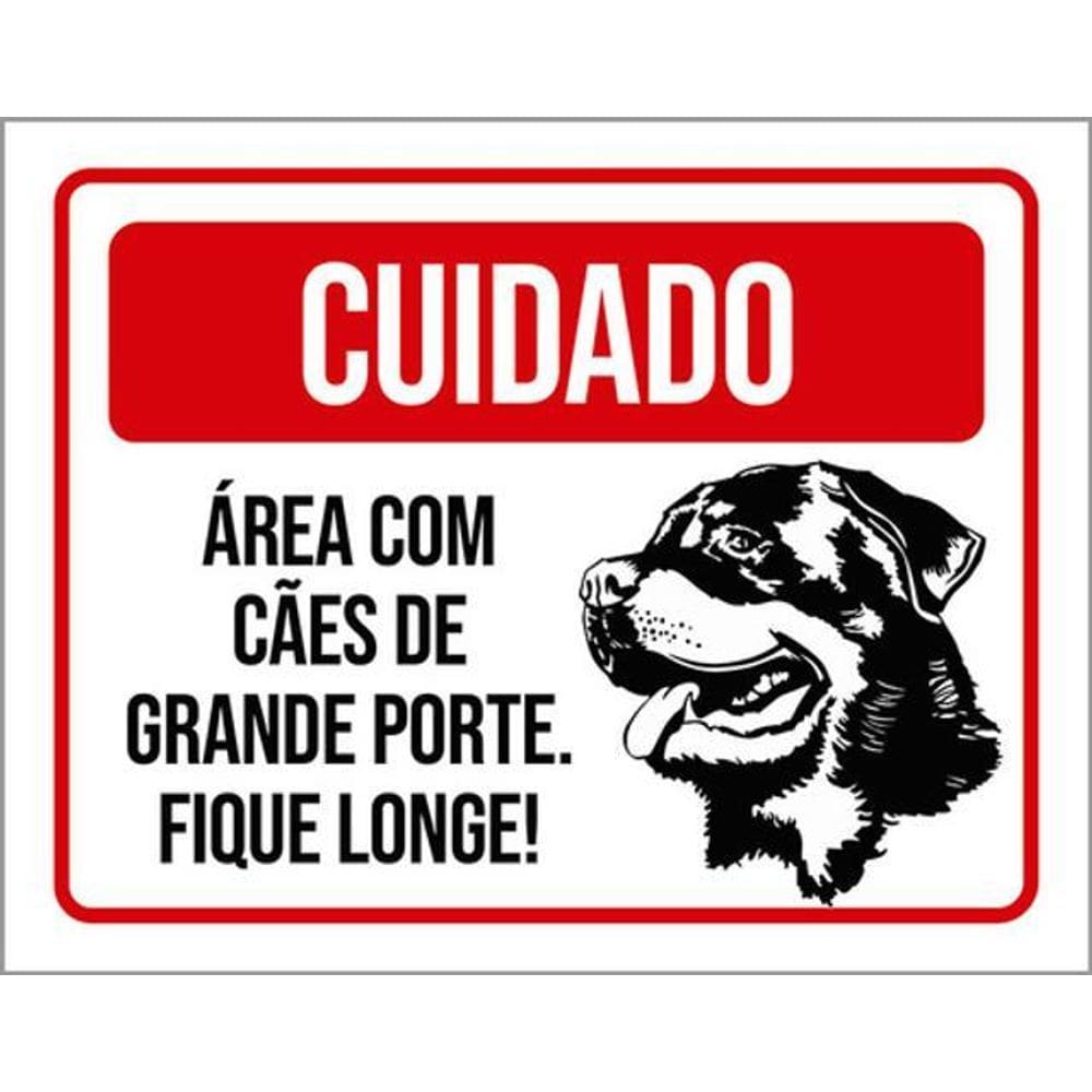 Kit 5 Placa Cuidado Área Cães Granporte Fique Longe36X46