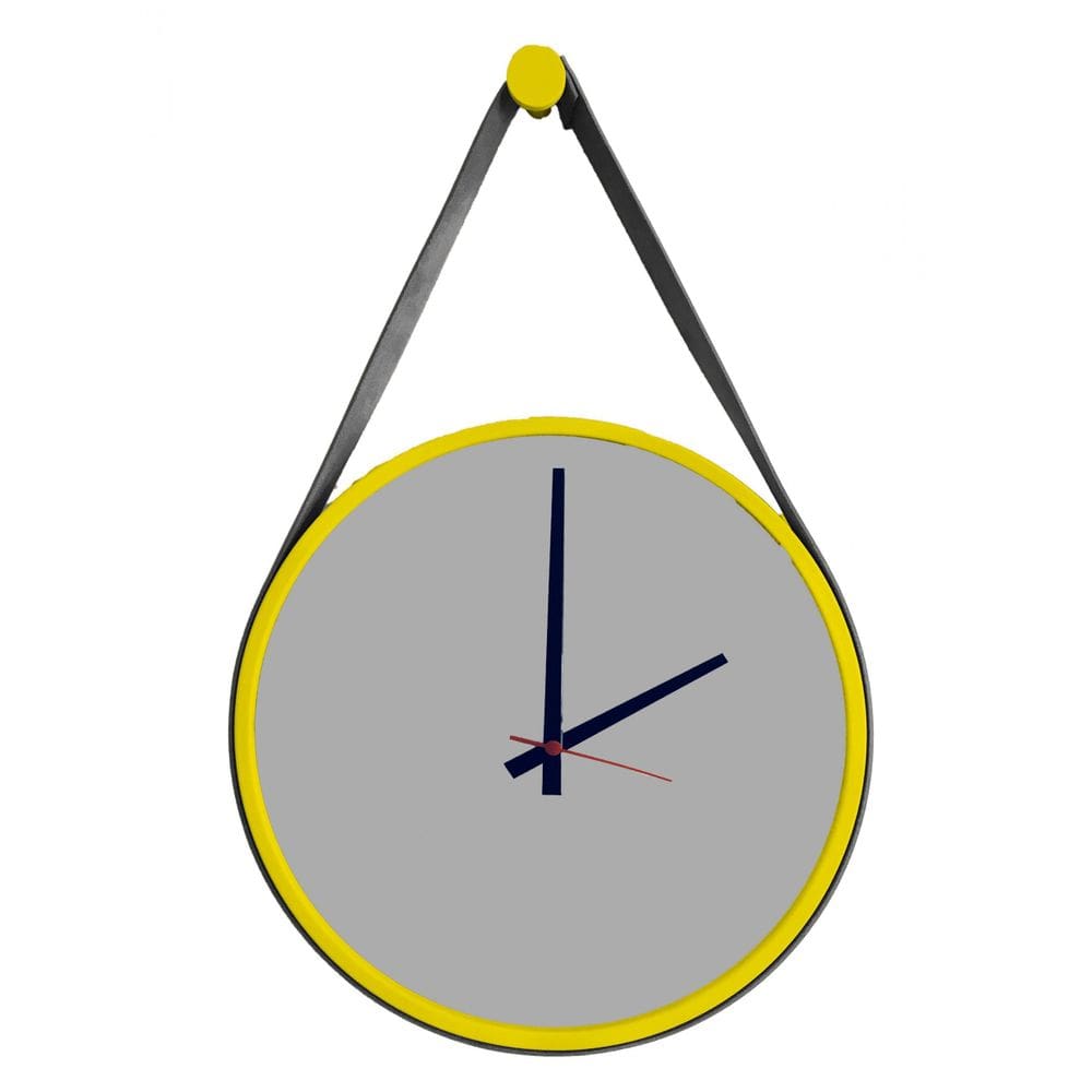 Relógio Adnet Amarelo Alça Preta Mostrador Cinza Matt 30cm