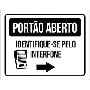 Kit 5 Placa Portão Averto Identifique-Se Pelo Interfone36X46