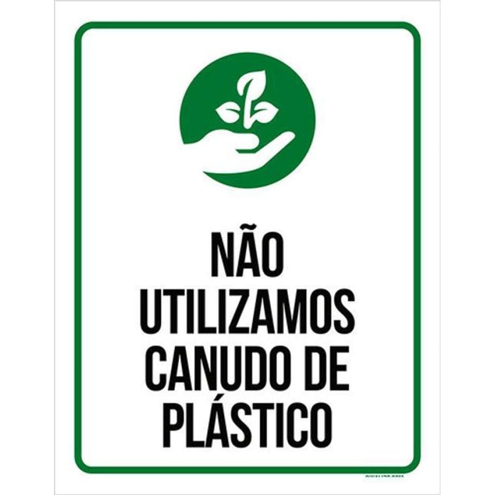 Kit 3 Placas Sinalização - Não Utilizamos Canudo Plástico