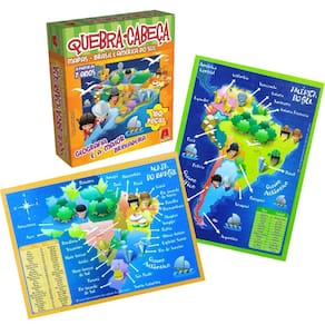 Kit 2 Quebra Cabeça Mapa Brasil América Do Sul Algazarra