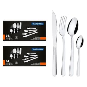 Kit 48 Peças Faqueiro Tramontina Búzios Talheres Em Aço Inox