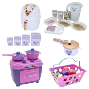 Cozinha Menina Brinquedo Fogão Mercado Pote Jantar Kit 34Pç