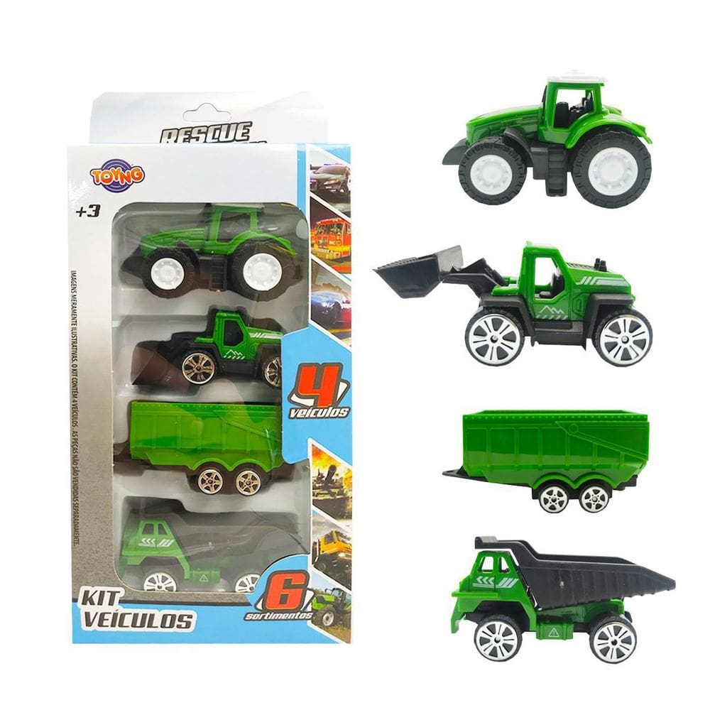 Kit Mini Veículos Carrinhos Verdes 4 Un - Toyng