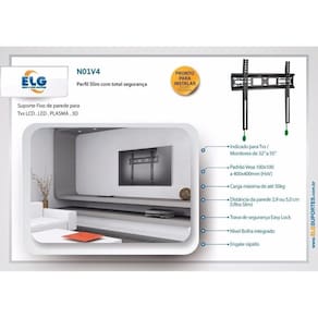 Suporte de Parede Tv Led 3d Lcd Plasma 32" A 65" N01v4 Elg