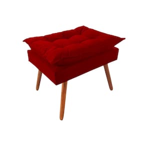 Puff Opala Premium Almofadada para Decoracao Sala de Estar Veludo Vermelho