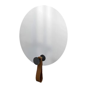 Espelho Funcional Hook Preto Alça Caramelo 50 Cm Redondo