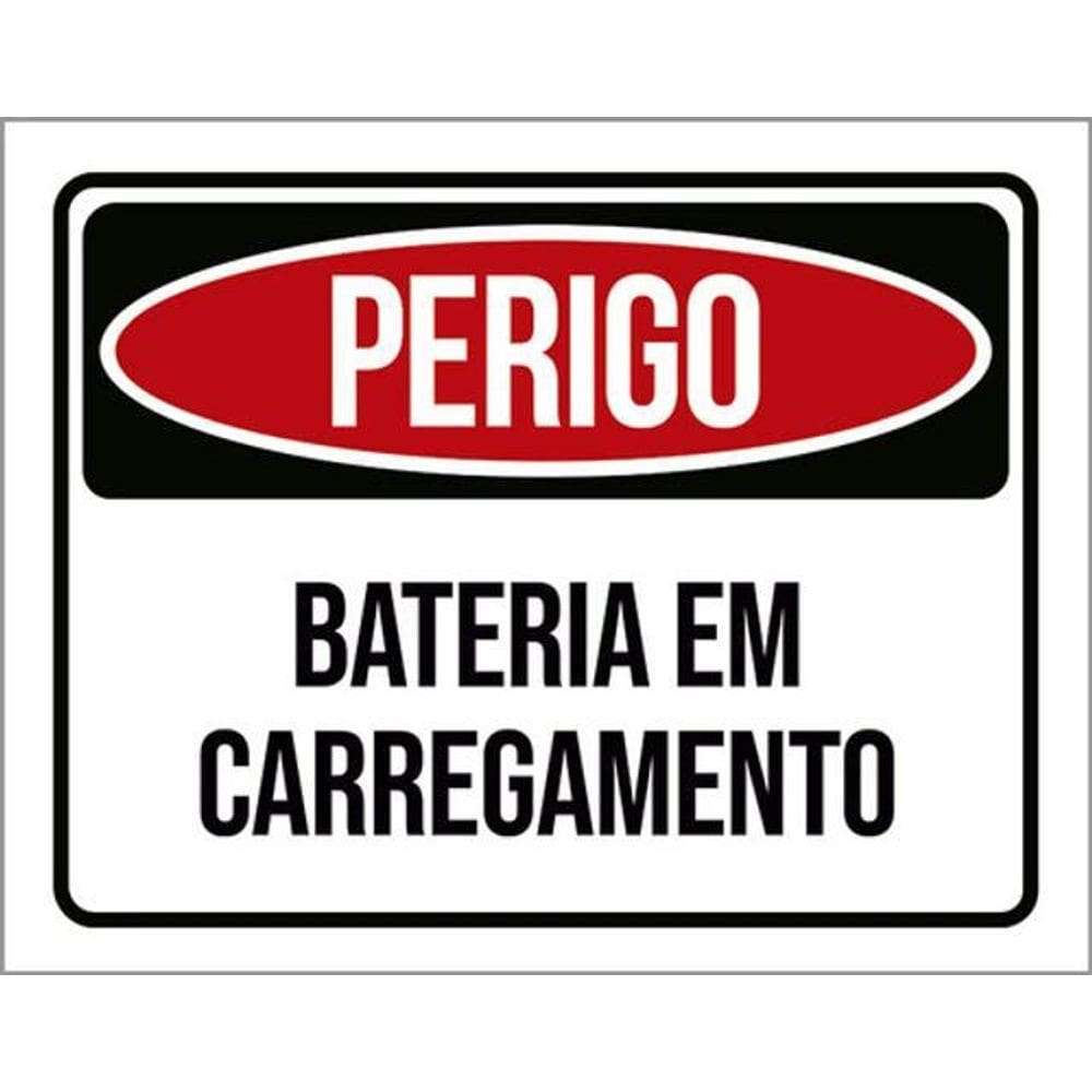 Kit 5 Placas Perigo Bateria Em Carregamento 36X46